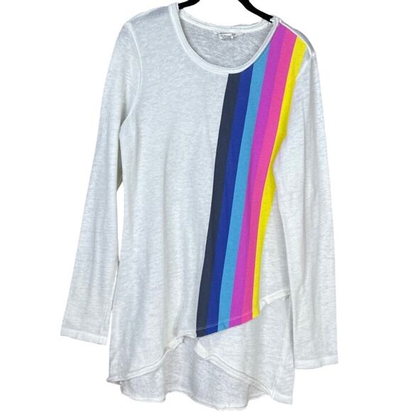 Workshop Republic Clothing White Long Sleeve Tunic Top Bright Stripe SZ Medium - Picture 1 of 7